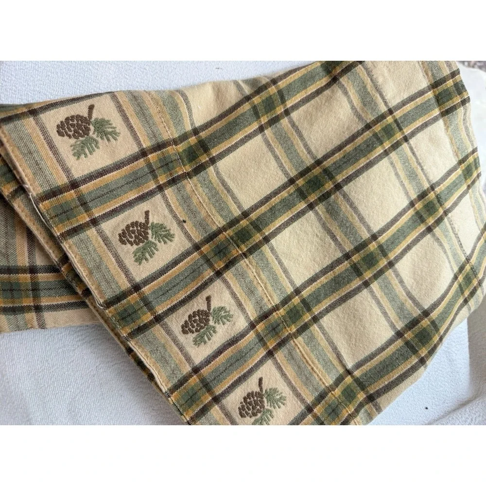 Park Designs Pinecone Plaid Valance 68x14 Lodge Cabin Rod Pocket Cotton VTG